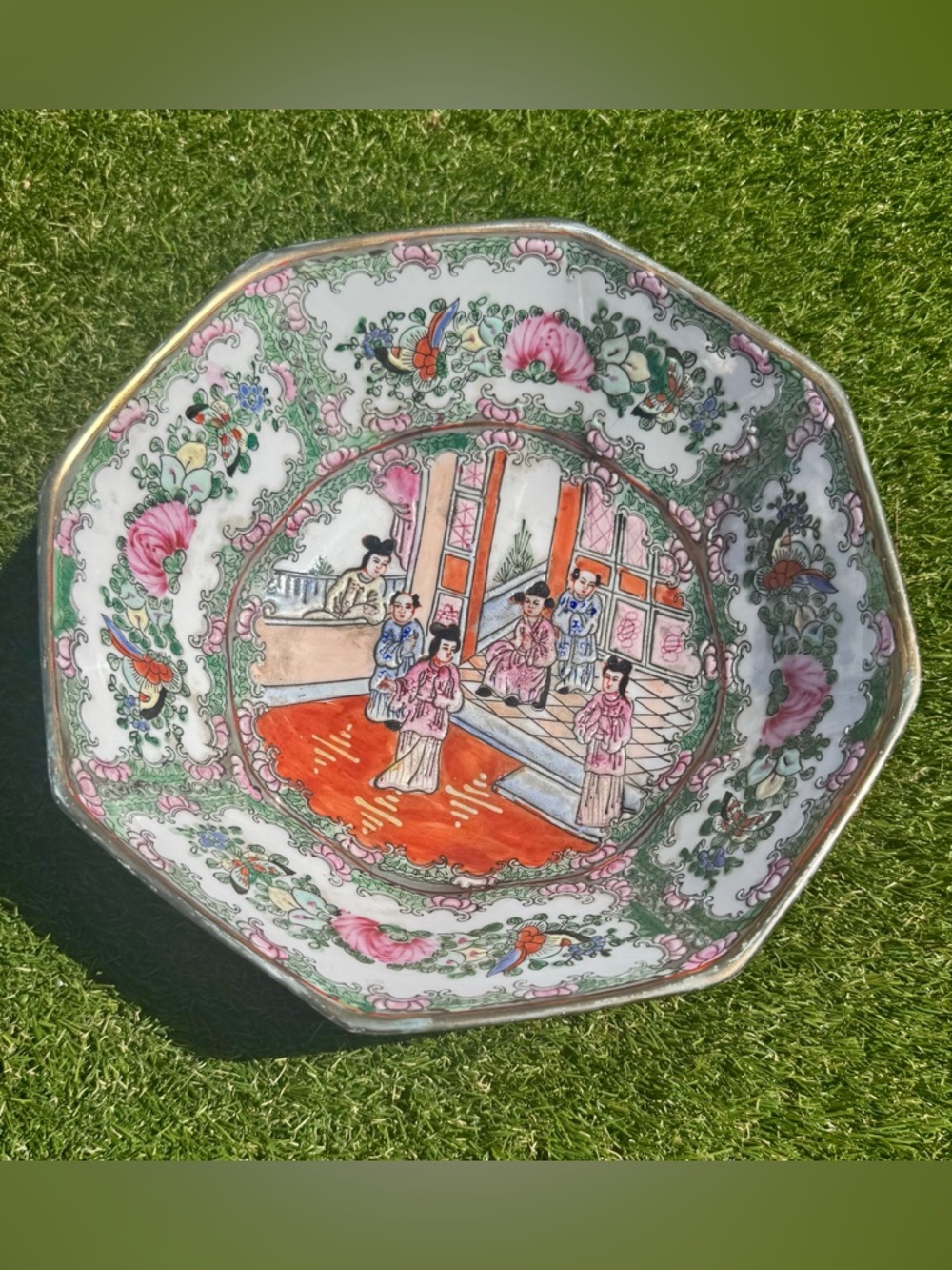 RARE Antique Vintage Chinese Famille Rose Porcelain Bowl Qing Dynasty Marking